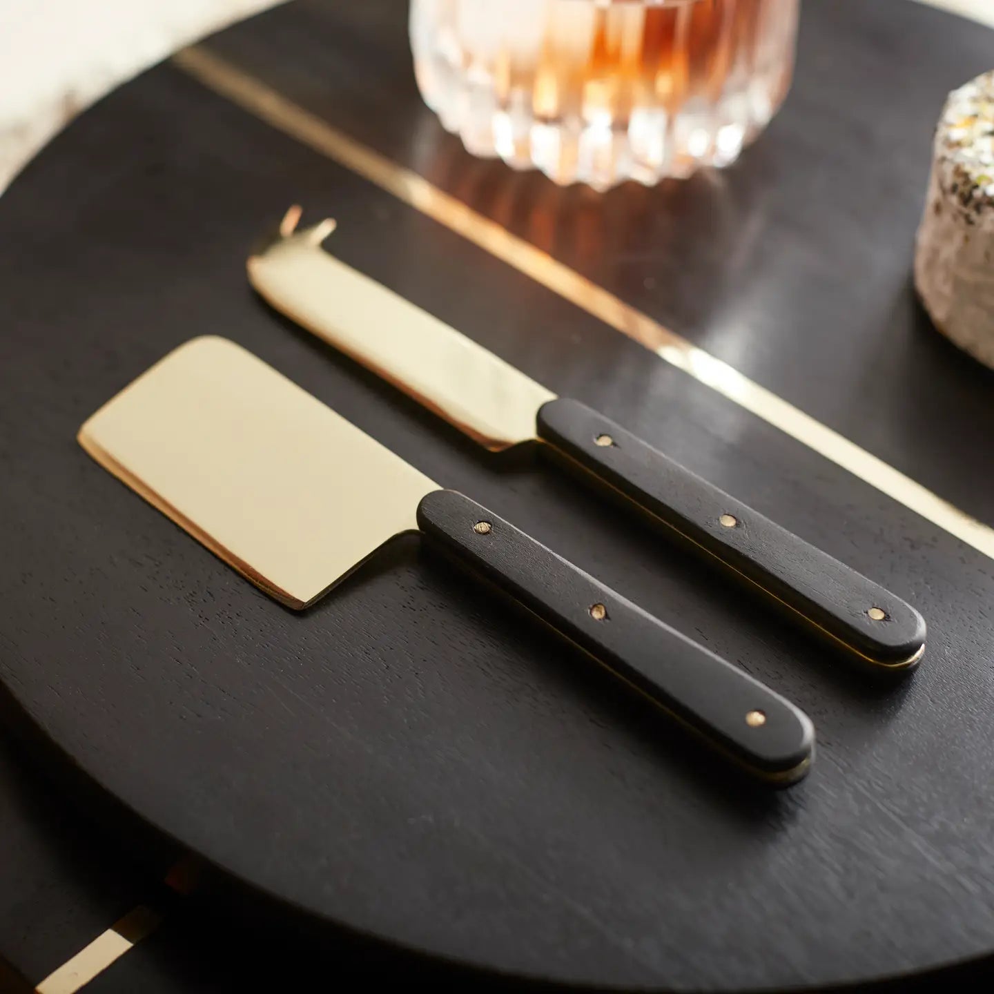 Brass-finished Cheese Knife Set