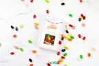 Jocelyn & Co. Let's Celebrate Jelly Beans candy in festive box, detail shot