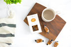 Jocelyn & Co. Mocha Caramels gift box, open view showing individually wrapped caramels