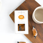 Jocelyn & Co. Mocha Caramels in signature gift box with caramel candies visible