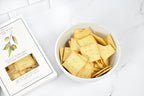 Jocelyn & Co. Olive Oil & Sea Salt Crackers packaging side view showing product detail