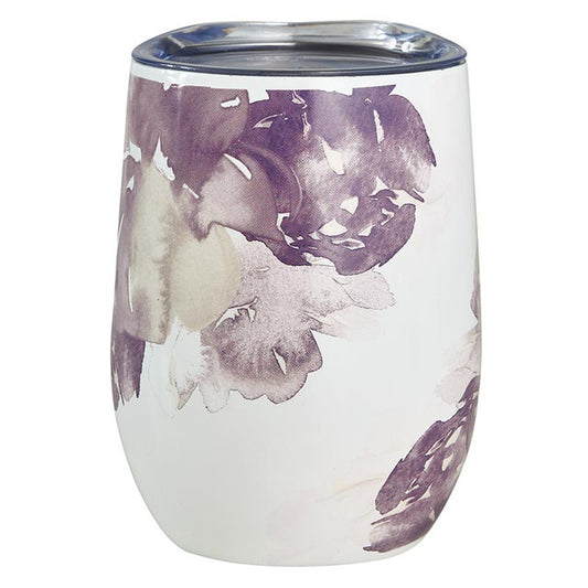 Purple Floral Wine Tumbler