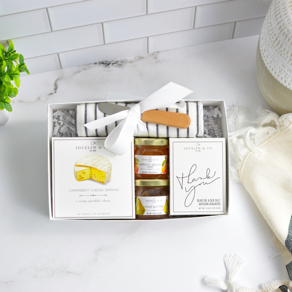Jocelyn & Co. Thank You Snack Box gift set in signature packaging — a thoughtful thank you gift