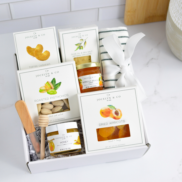 Jocelyn & Co. The Orchard Gift Box — harvest-inspired sweet and savory snack collection in luxe gift packaging